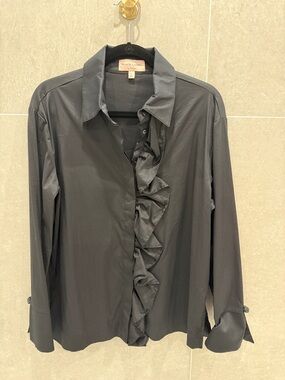 Black Label Black Ruffle-Front Dress Shirt - Black
